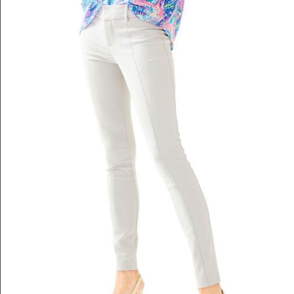 NWT Lilly Pulitzer Chantal Stretch Dinner Pant in Palm Beach Grey- Size 00